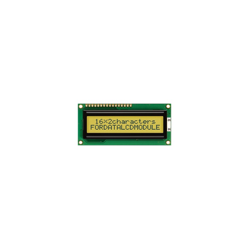 1 pcs - Fordata FC1602N01-FHYYBW-51SE FC Alphanumeric LCD Alphanumeric Display, Green, Yellow on Yellow-Green, 2 Rows by 16