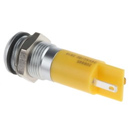 1 pcs - RS PRO Yellow Panel Mount Indicator, 14mm Mounting Hole Size, Solder Tab Termination, IP67