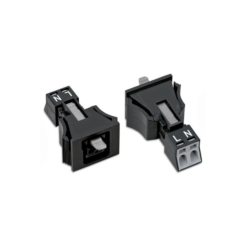 5 pcs - Wago 890 Series Lighting Connector, 2-Pole, Female, 2-Way, Snap-In, 16A