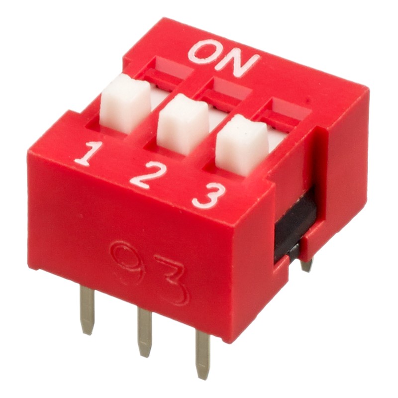 5 pcs - APEM 3 Way Through Hole DIP Switch SPST, Raised Actuator