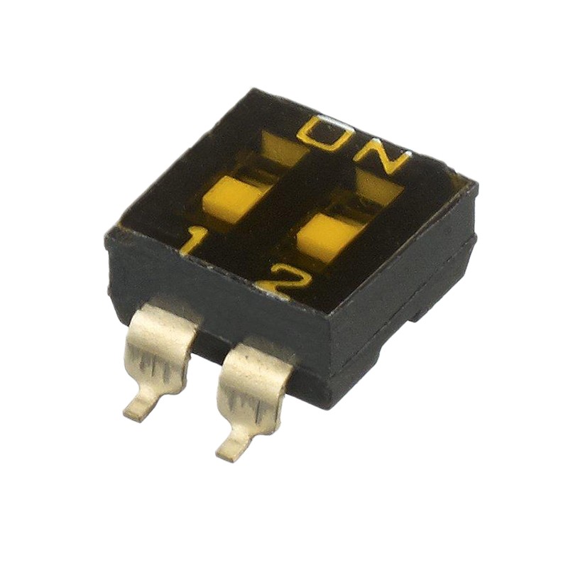 5 pcs - APEM 2 Way Surface Mount DIP Switch SPST, Recessed Actuator Slide Actuator