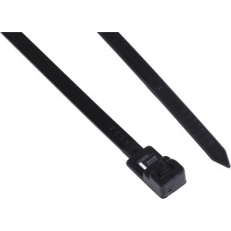 1 Bag of 100 - RS PRO Cable Tie, Releasable, 300mm x 4.5 mm, Black Nylon, Pk-100