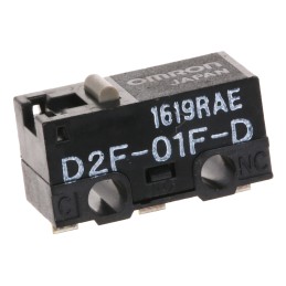 5 pcs - Omron Pin Plunger Micro Switch, Solder Terminal, 100 mA @ 30 V dc, SPDT, IP40