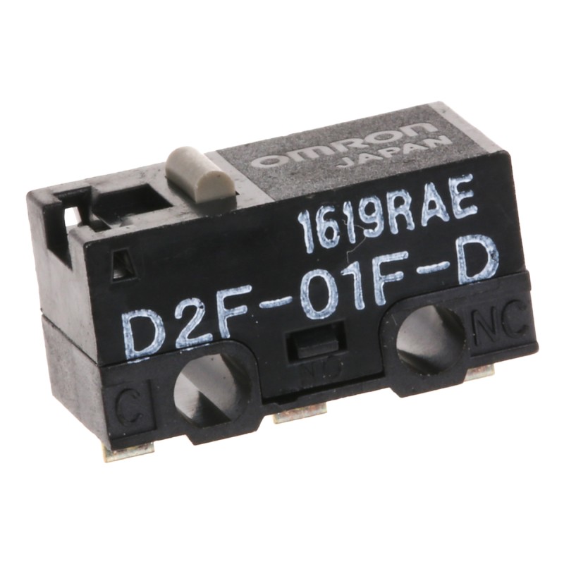 5 pcs - Omron Pin Plunger Micro Switch, Solder Terminal, 100 mA @ 30 V dc, SPDT, IP40