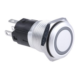 1 pcs - EAO 82 Series Illuminated Push Button Switch, Momentary, Panel Mount, 16mm Cutout, SPDT, Red LED, 12V, IP65, IP67