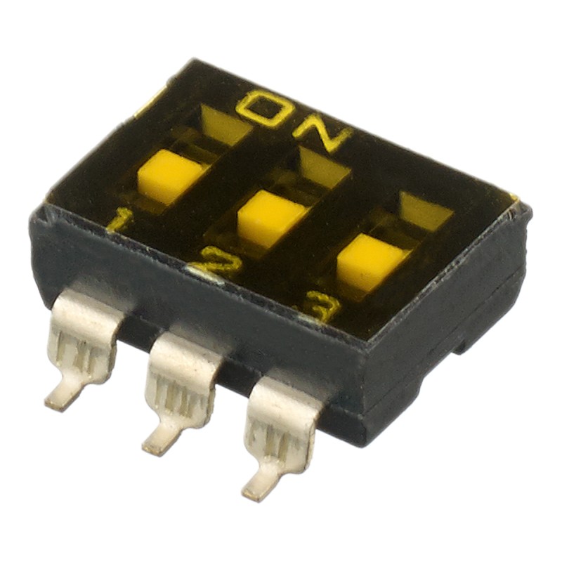 5 pcs - Apem 3 Way Surface Mount DIP Switch SPST, Recessed Actuator Slide Actuator