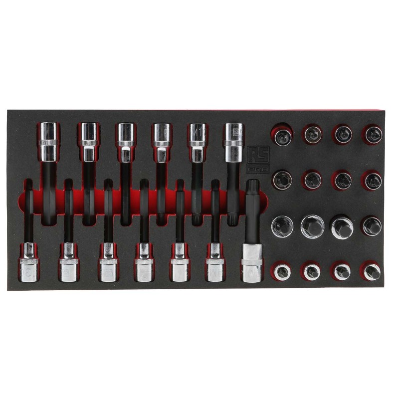 1 pcs - RS PRO 29-Piece 1/2 in Bit Socket Set , Hex Bit, Spline Bit, Torx Bit