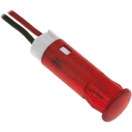 1 pcs - Apem Red Panel Mount Indicator, 12V dc, 6mm Mounting Hole Size, Lead Wires Termination