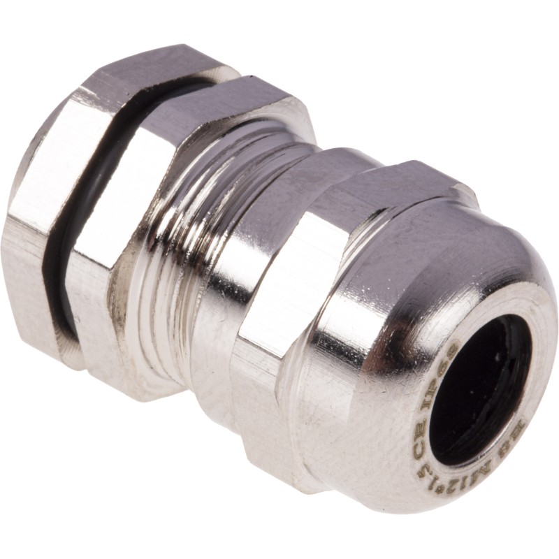 5 pcs - RS PRO Metallic Nickel Plated Brass Cable Gland, M12 Thread, 3mm Min, 6.5mm Max, IP68