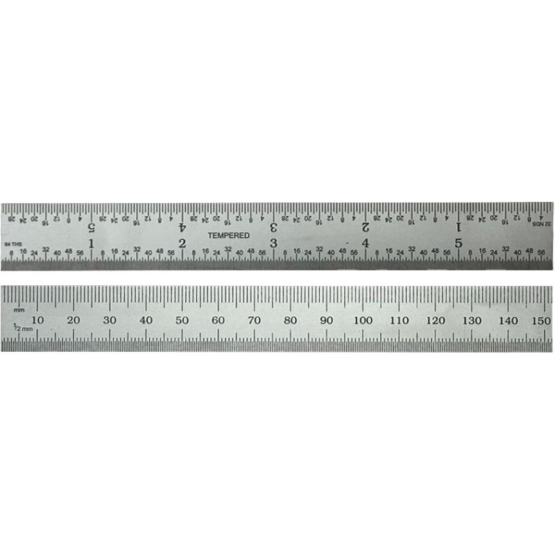 1 pcs - 150mm Steel Imperial, Metric Rule