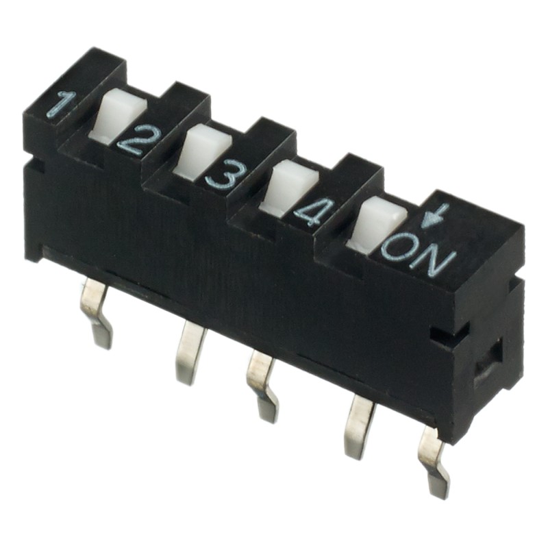 5 pcs - APEM 4 Way PCB SIP Switch SPST