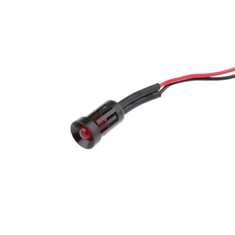 1 pcs - RS PRO Red Panel Mount Indicator, 12V dc, 8mm Mounting Hole Size, Lead Wires Termination