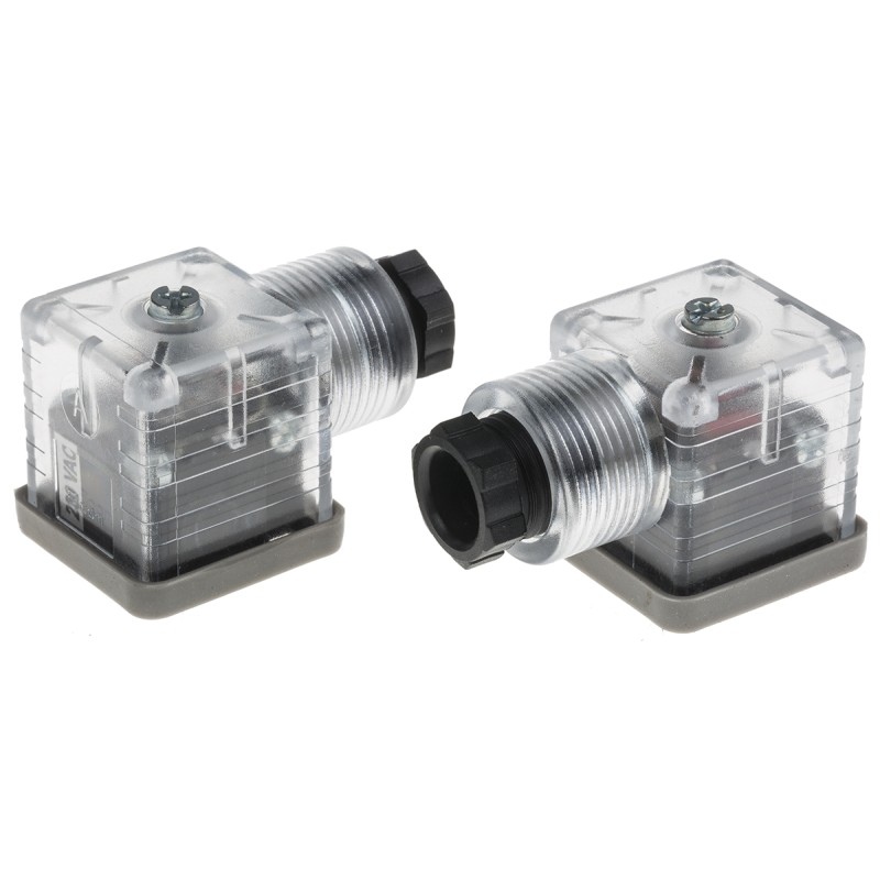 5 pcs - RS PRO 3P+E DIN 43650 A, Female Solenoid Valve Connector with Indicator Light, 250 V ac Voltage