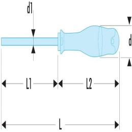 1 pcs - Facom Hexagon Screwdriver, 5 mm Tip, 100 mm Blade, 220 mm Overall