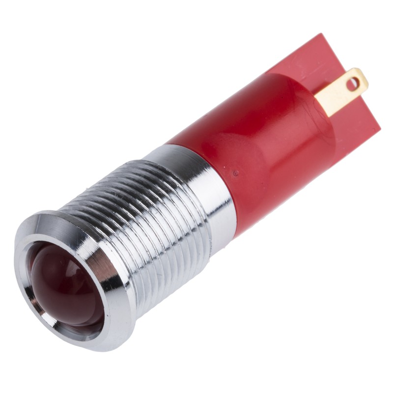 1 pcs - RS PRO Red Panel Mount Indicator, 110V ac, 14mm Mounting Hole Size, Faston, Solder Lug Termination, IP67