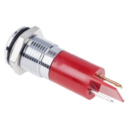 1 pcs - RS PRO Red Panel Mount Indicator, 110V ac, 14mm Mounting Hole Size, Faston, Solder Lug Termination, IP67