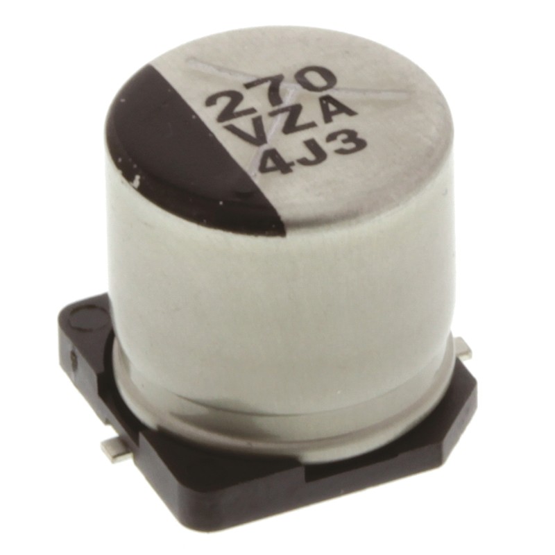 6 pcs - Panasonic 270μF Surface Mount Polymer Capacitor, 35V dc