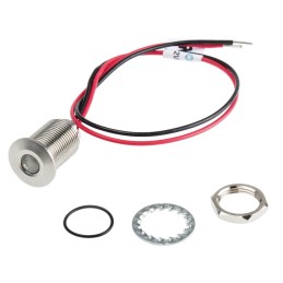 1 pcs - RS PRO Red Panel Mount Indicator, 1.8 - 3.3V dc, 10mm Mounting Hole Size, Lead Wires Termination, IP67