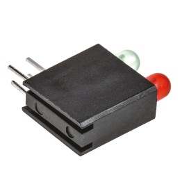 1 pcs - Dialight 553-0112-200F, Green & Red Right Angle PCB LED Indicator, 2 LEDs, Through Hole 2.8 V