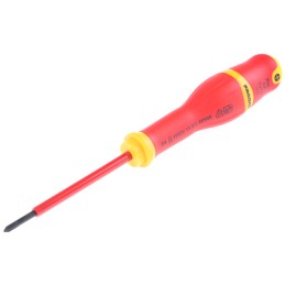 1 pcs - Facom Phillips Insulated Screwdriver, PH0 Tip, 75 mm Blade, VDE/1000V, 179 mm Overall