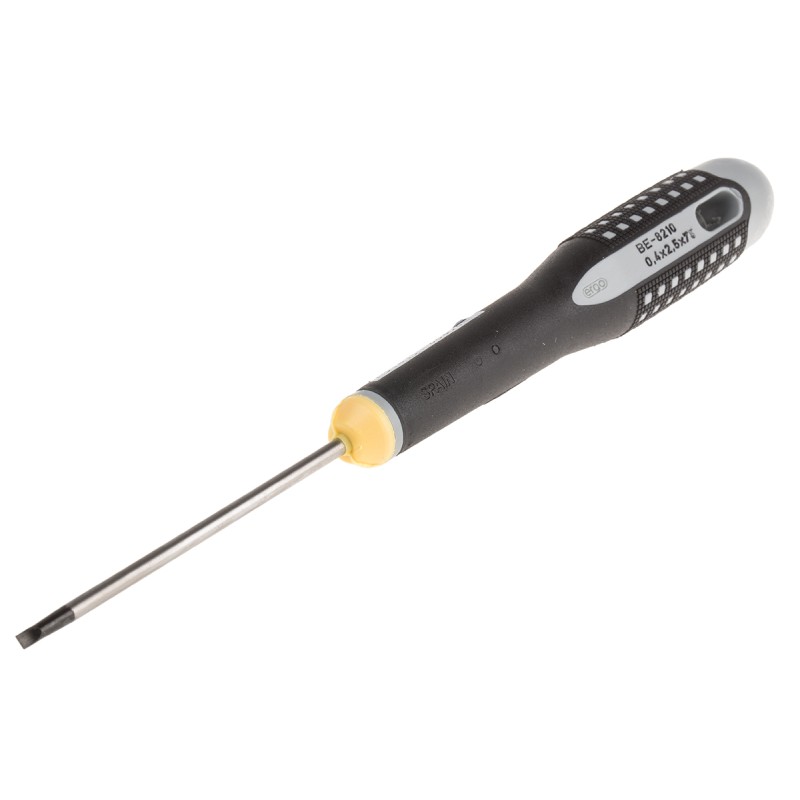 1 pcs - Bahco Slotted Screwdriver, 2.5 x 0.4 mm Tip, 75 mm Blade, 197 mm Overall
