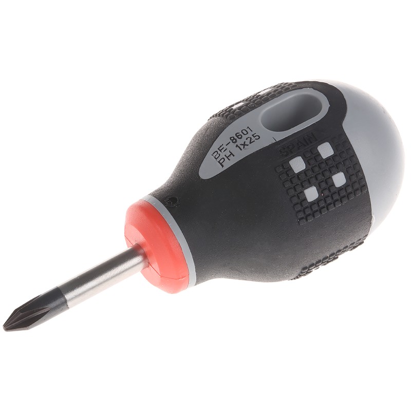 1 pcs - Bahco Phillips Stubby Screwdriver, PH1 Tip, 25 mm Blade, 83 mm Overall