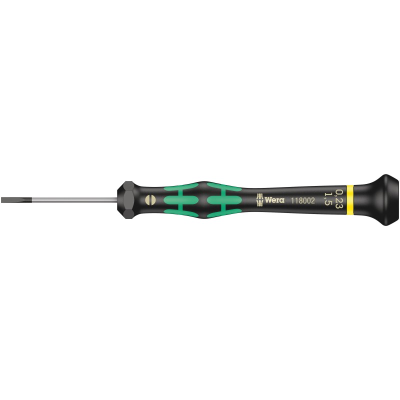 1 pcs - Wera Slotted Precision Screwdriver, 1.5 x 0.23 mm Tip, 40 mm Blade, 137 mm Overall