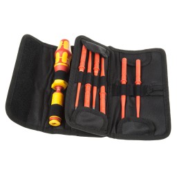1 pcs - Wera Phillips, Pozidriv, Slotted, Torx Interchangeable Insulated Screwdriver Set, 15-Piece