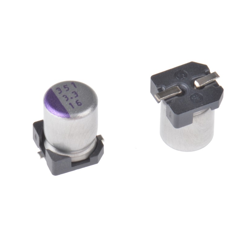 25 pcs - Panasonic 3.3μF Surface Mount Polymer Capacitor, 16V dc