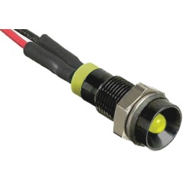 1 pcs - RS PRO Yellow Panel Mount Indicator, 2V dc, 6mm Mounting Hole Size, Lead Wires Termination, IP67