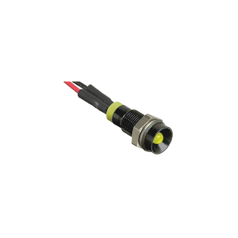 1 pcs - RS PRO Yellow Panel Mount Indicator, 2V dc, 6mm Mounting Hole Size, Lead Wires Termination, IP67