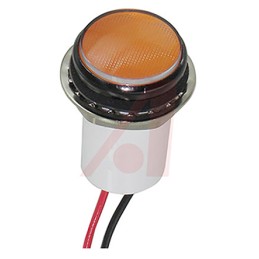 1 pcs - Dialight Yellow Panel Mount Indicator, 24V dc, 17.5mm Mounting Hole Size, Lead Wires Termination