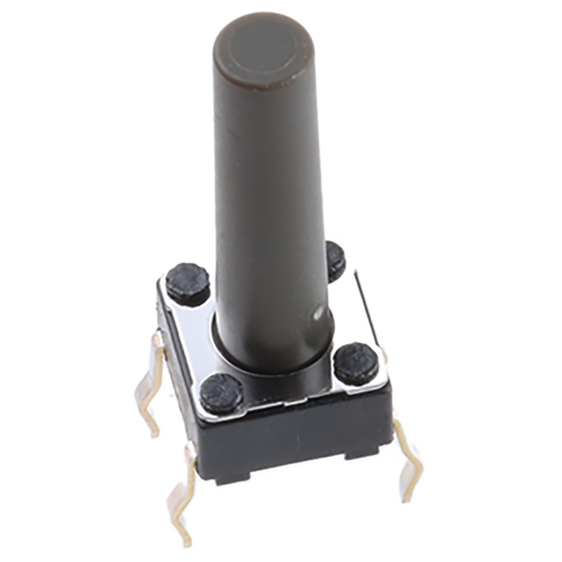 10 pcs - Grey Stem Tactile Switch, SPST 50 mA @ 12 V dc 17mm Surface Mount