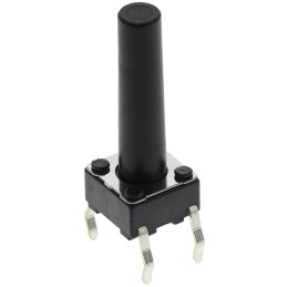 10 pcs - Black Stem Tactile Switch, SPST 50 mA @ 12 V dc 17mm Surface Mount