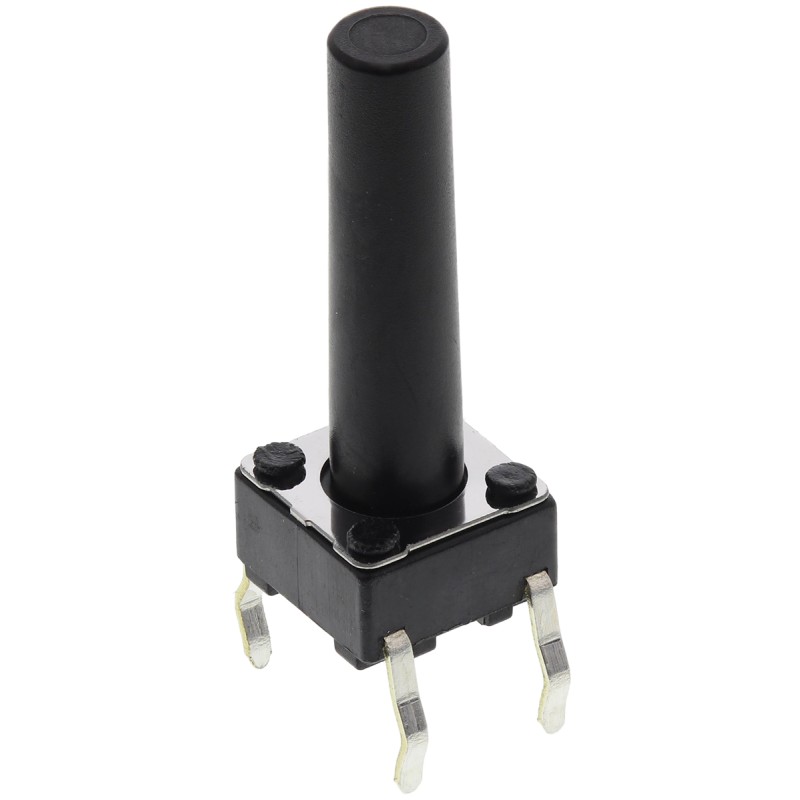 10 pcs - Black Stem Tactile Switch, SPST 50 mA @ 12 V dc 17mm Surface Mount