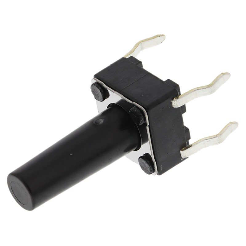 10 pcs - Black Stem Tactile Switch, SPST 50 mA @ 12 V dc 13mm Surface Mount