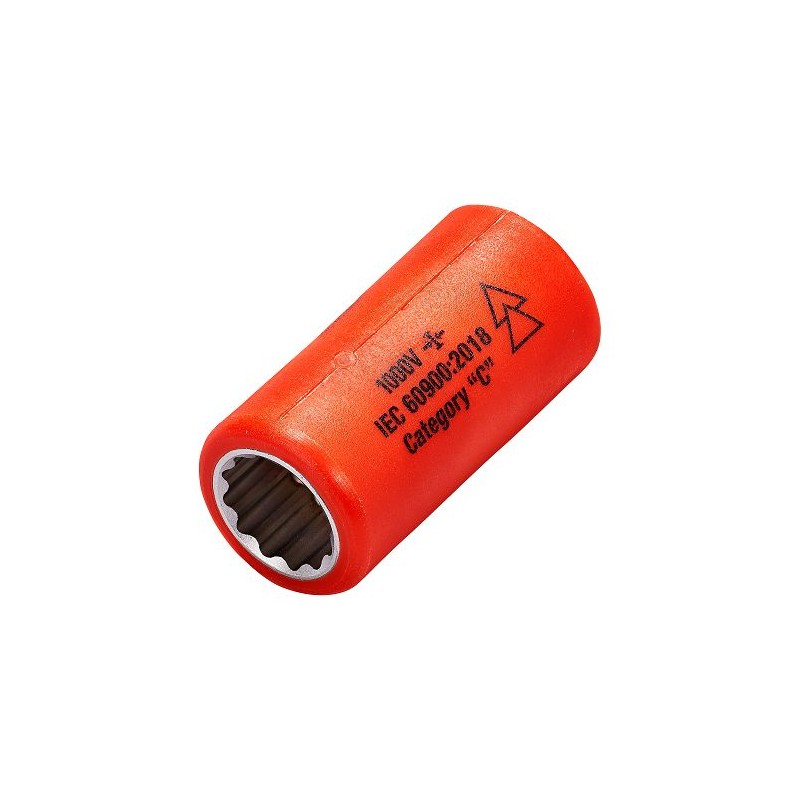 1 pcs - ITL Insulated Tools Ltd 3/8 in Drive 19mm Insulated Standard Socket, 12 point, VDE/1000V, 47 mm Overall Length