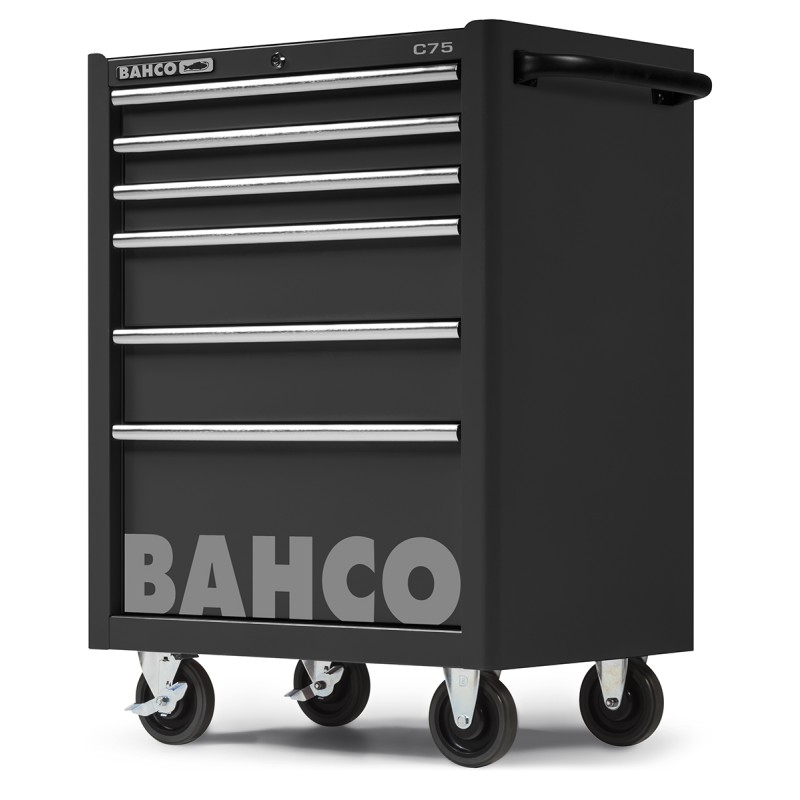 1 pcs - Bahco 6 drawer Stainless Steel (Top) Wheeled Tool Chest, 985mm x 677mm x 501mm
