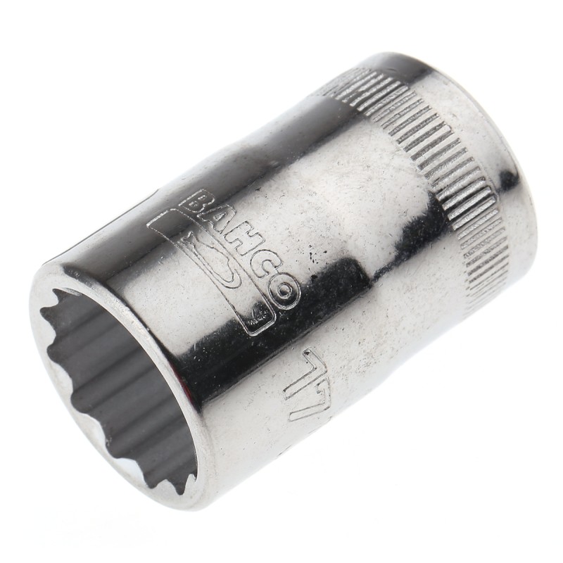 1 pcs - Bahco 1/2 in Drive 17mm Standard Socket, 12 point, 38 mm Overall Length