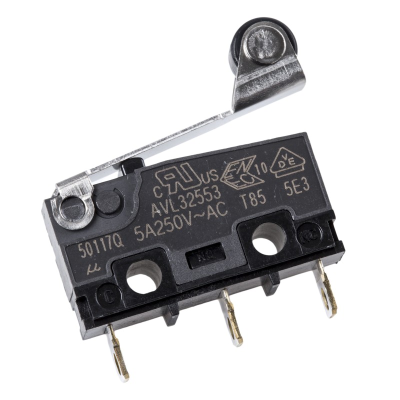 100 pcs - Panasonic Roller Lever Micro Switch, Solder Terminal, 5 A @ 250 V ac, SP-CO