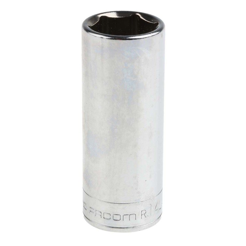1 pcs - Facom 1/4 in Drive 14mm Deep Socket, 6 point, 50.5 mm Overall Length