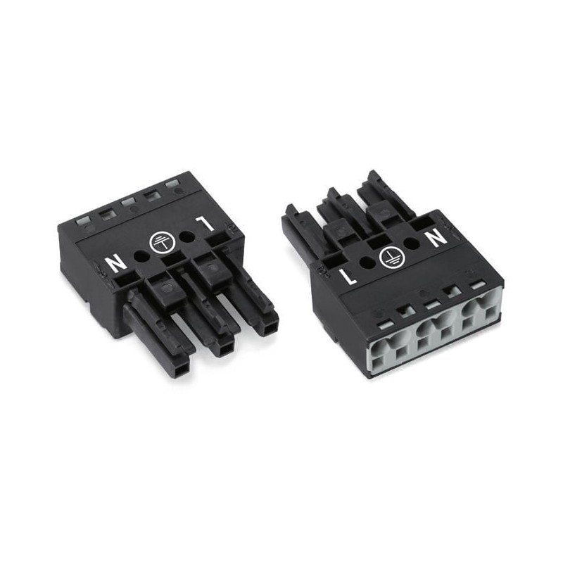 5 pcs - Wago 770 Series Lighting Connector, 3-Pole, Female, 3-Way, Cable Mount, 25A