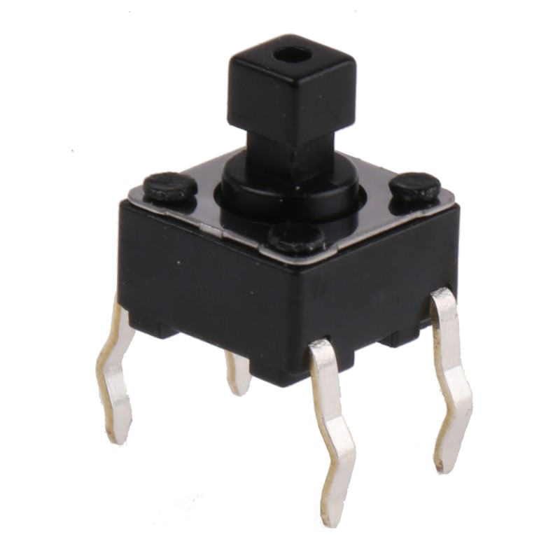 20 pcs - Black Stem Tactile Switch, SPST 50 mA @ 12 V dc 7.3mm Surface Mount