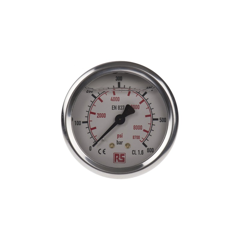 1 pcs - WIKA G 1/4 Analogue Pressure Gauge 600bar Back Entry, 9314204, UKAS, 0bar min.