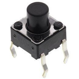 20 pcs - Black Stem Tactile Switch, SPST 50 mA @ 12 V dc 7mm Surface Mount