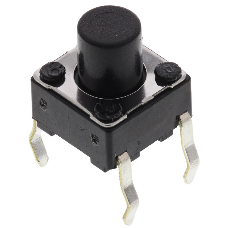 20 pcs - Black Stem Tactile Switch, SPST 50 mA @ 12 V dc 7mm Surface Mount