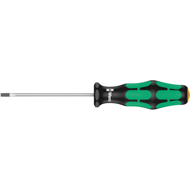 1 pcs - Wera Slotted Screwdriver, 3 mm Tip, 80 mm Blade, 161 mm Overall
