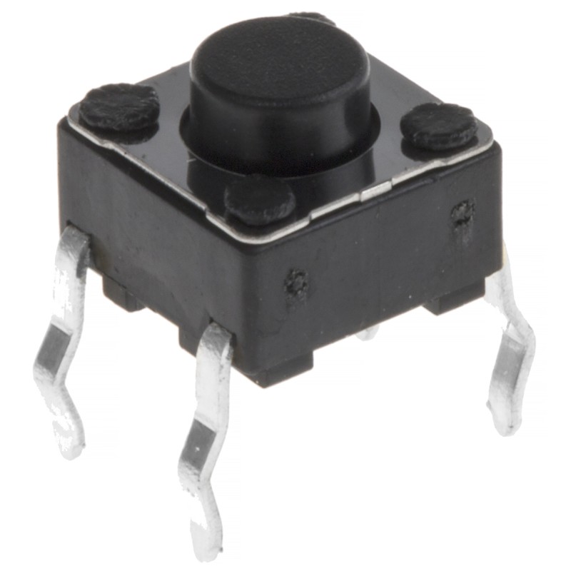 20 pcs - Black Stem Tactile Switch, SPST 50 mA @ 12 V dc 5mm Surface Mount
