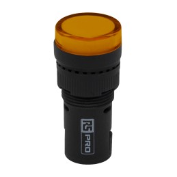 1 pcs - RS PRO, Panel Mount Yellow LED Pilot Light Complete, 16mm Cutout, IP40, Round, 120V ac/dc