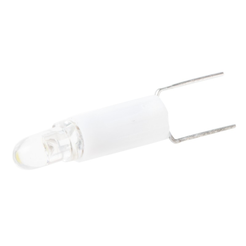 1 pcs - RS PRO White LED Indicator Lamp, 28V ac/dc, Bi-Pin Base, 4.25mm Diameter, 850mcd